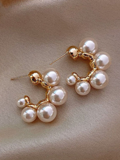 SALTY Pearl Perfection Half Hoop Stud Earrings for Women