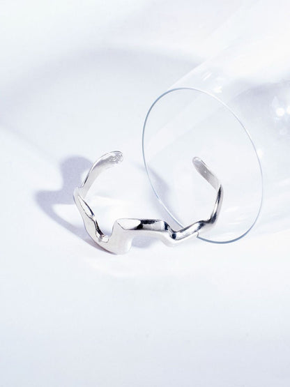 SALTY Women Stylish Silver Undulating Cuff Bracelet