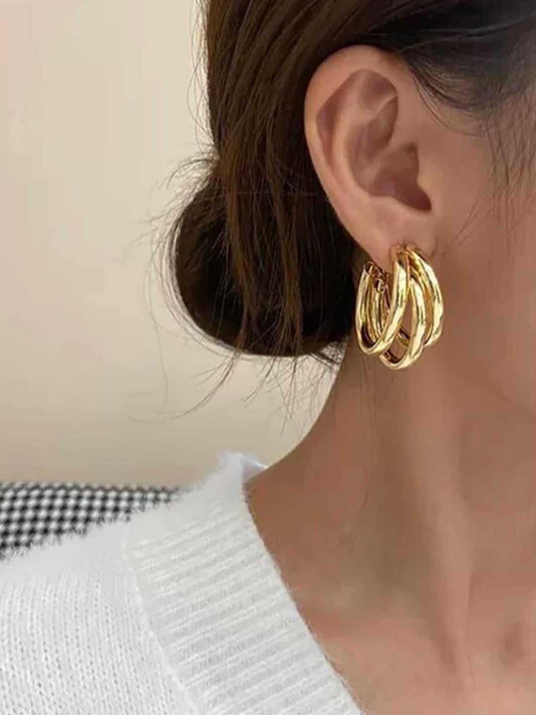 SALTY Triple Layer Quirky Hoop Earrings for Women