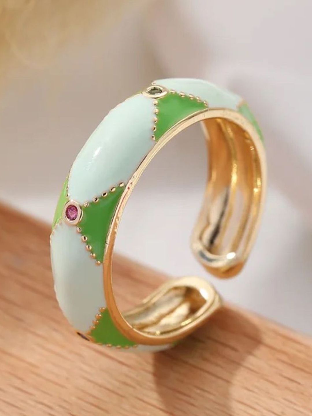 SALTY Stone-Studded Adjustable Finger Ring