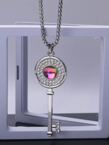 SALTY Stainless Steel Stone Studded Circular Pendant With Chain