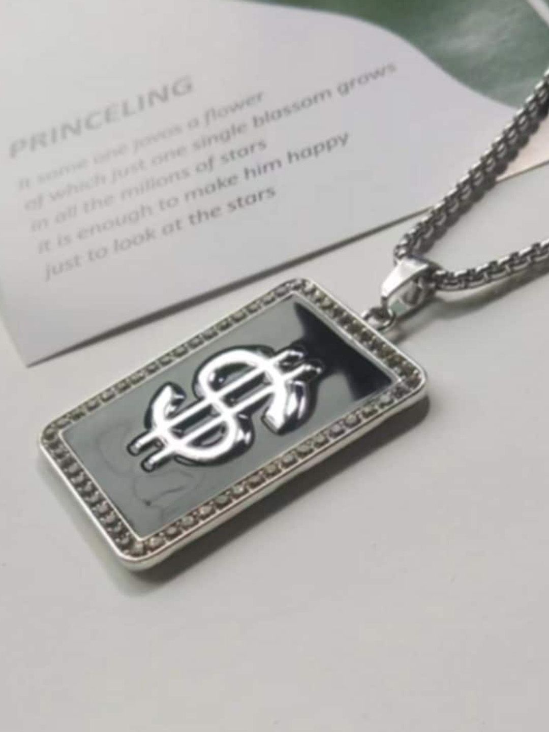 SALTY Stainless Steel Square Pendant With Chain