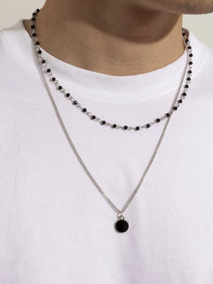 SALTY Men Stainless Steel Knight's Elegance Layered Pendant with Chain