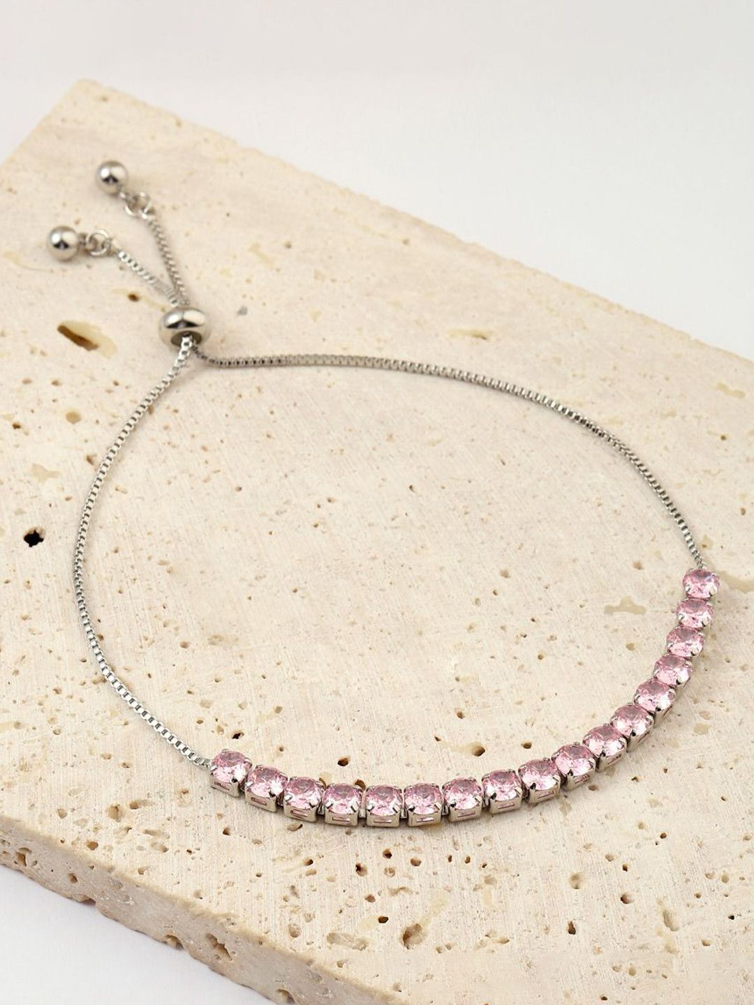 SALTY Aeri Silver-Plated Stone-Studded Tennis Wraparound Bracelet