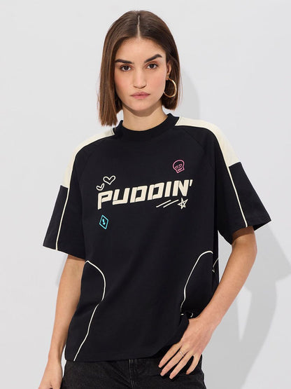 Women Oversized Dc Black Tshirts