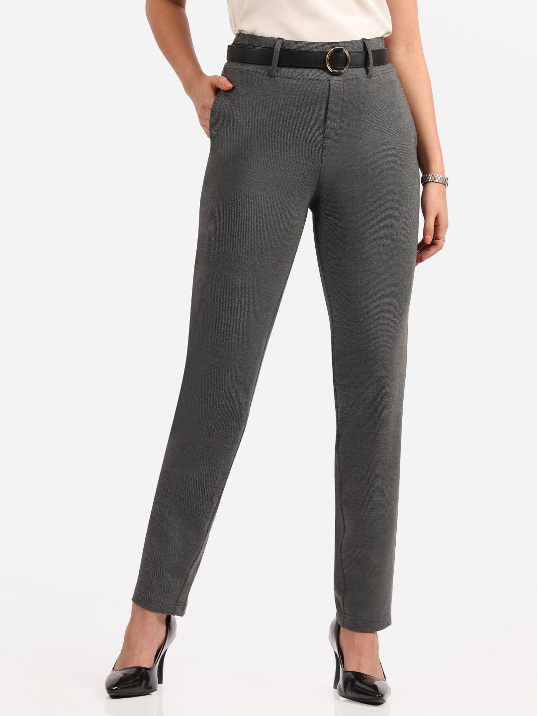 Women Straight Fit High-Rise Trousers