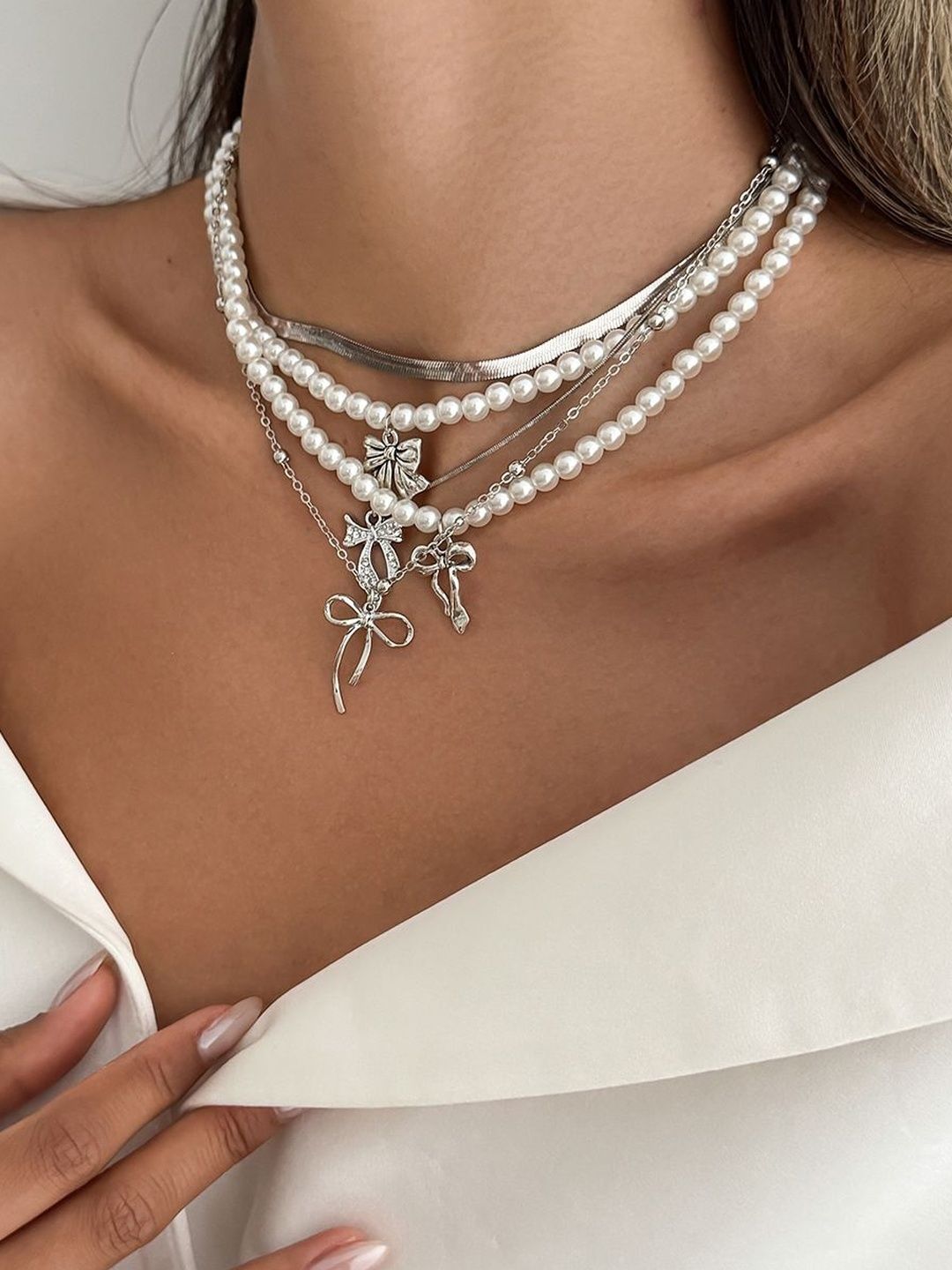 Silver-Plated Enamelled Necklace