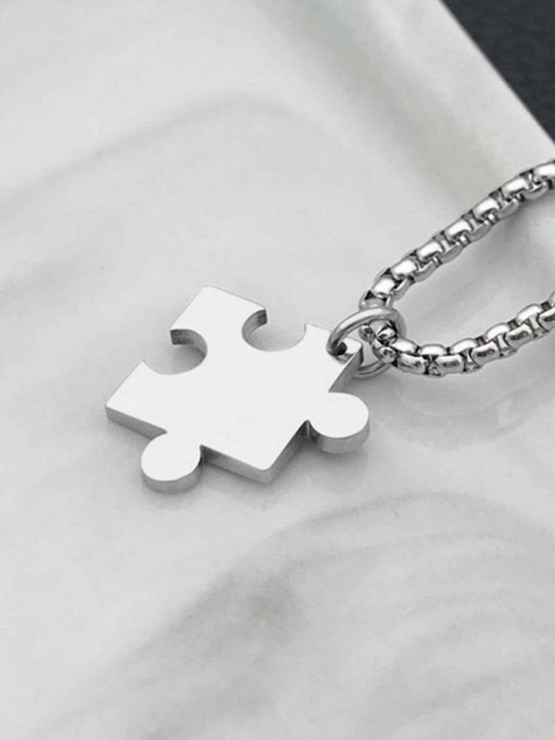 SALTY Women Set Of 2 Stainless Steel Enigmatic Connections Couple Pendants With Chains