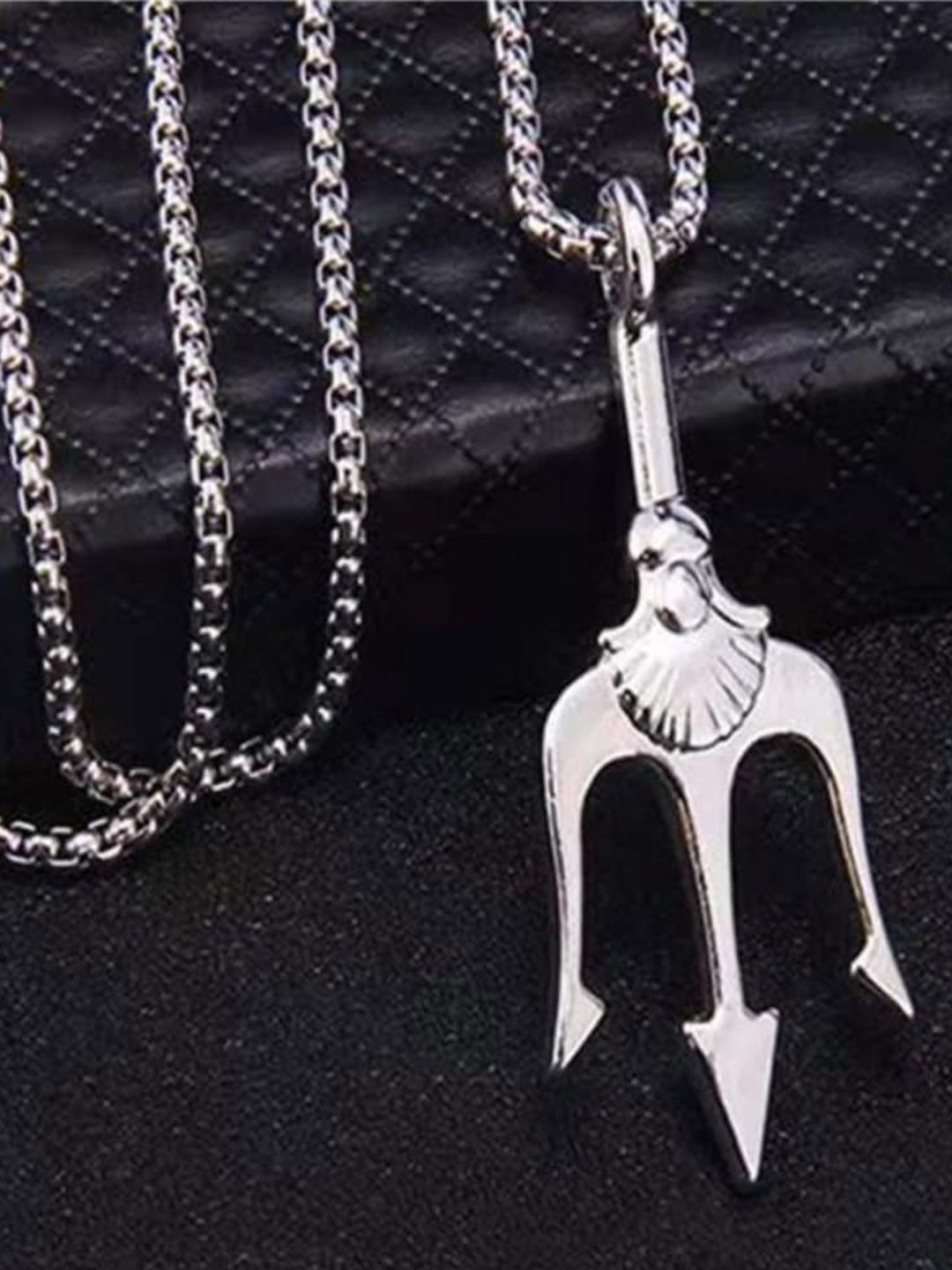 SALTY Shivatrishul Men Stainless Steel Contemporary Pendant with Chain