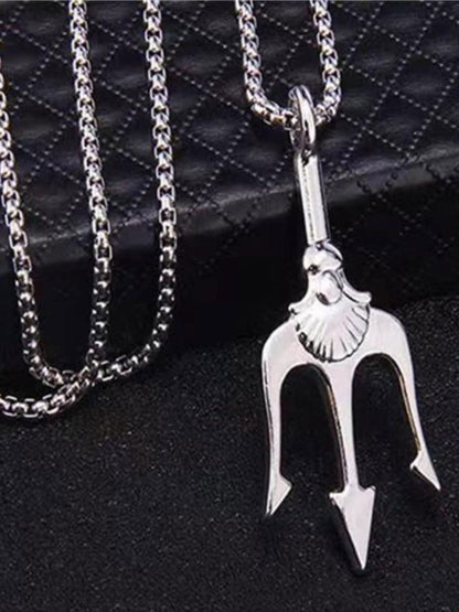 SALTY Shivatrishul Men Stainless Steel Contemporary Pendant with Chain