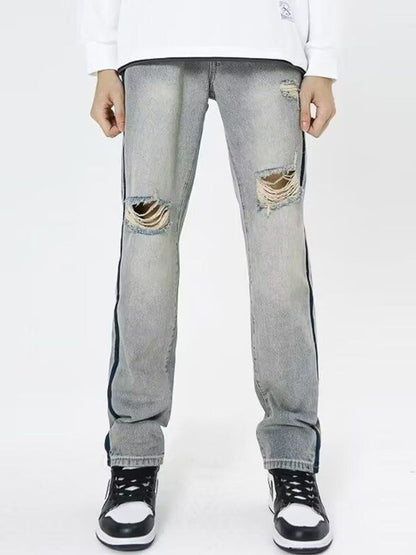 Men Regular Fit Mid-Rise Slash Knee Light Fade Jeans