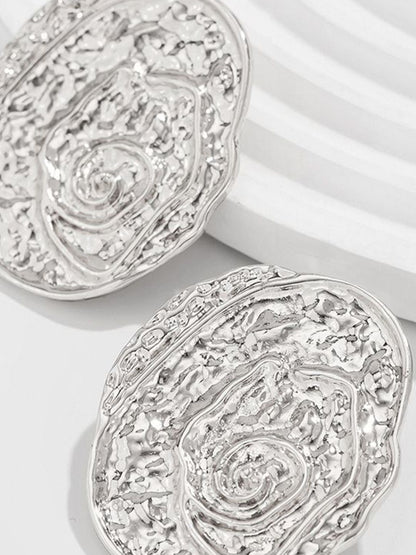 Silver-Plated Oval Shaped Studs