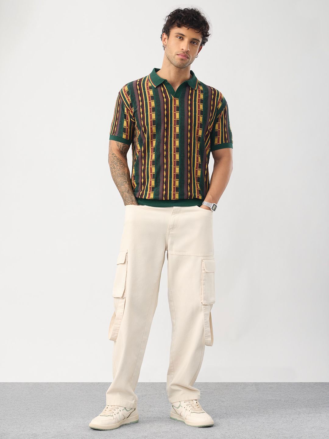 Men Regular Fit Printed Multicolor Polo T-Shirt