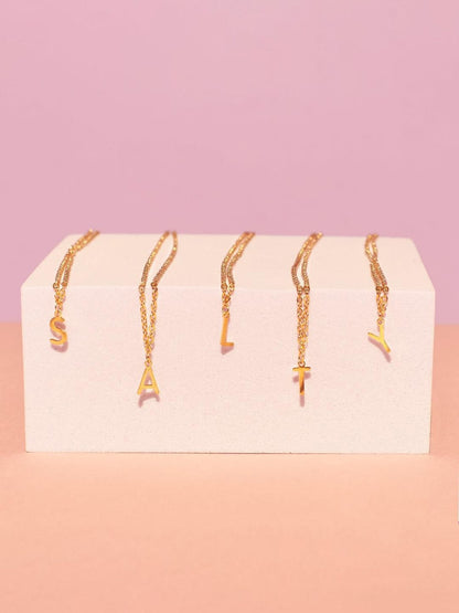 SALTY 18K Gold-Plated Personalized Initial Chain-E