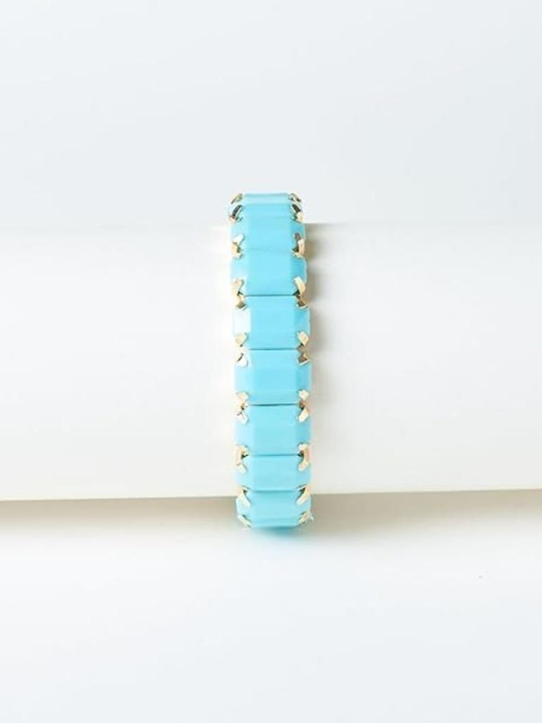 SALTY Women Stainless Steel Stone Studded Celestial Cyan Band Wraparound Bracelet