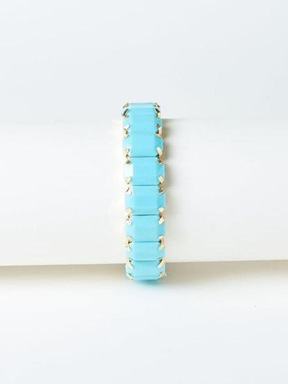 SALTY Women Stainless Steel Stone Studded Celestial Cyan Band Wraparound Bracelet