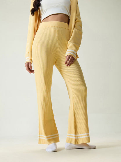 Yellow Rib-knit Trousers
