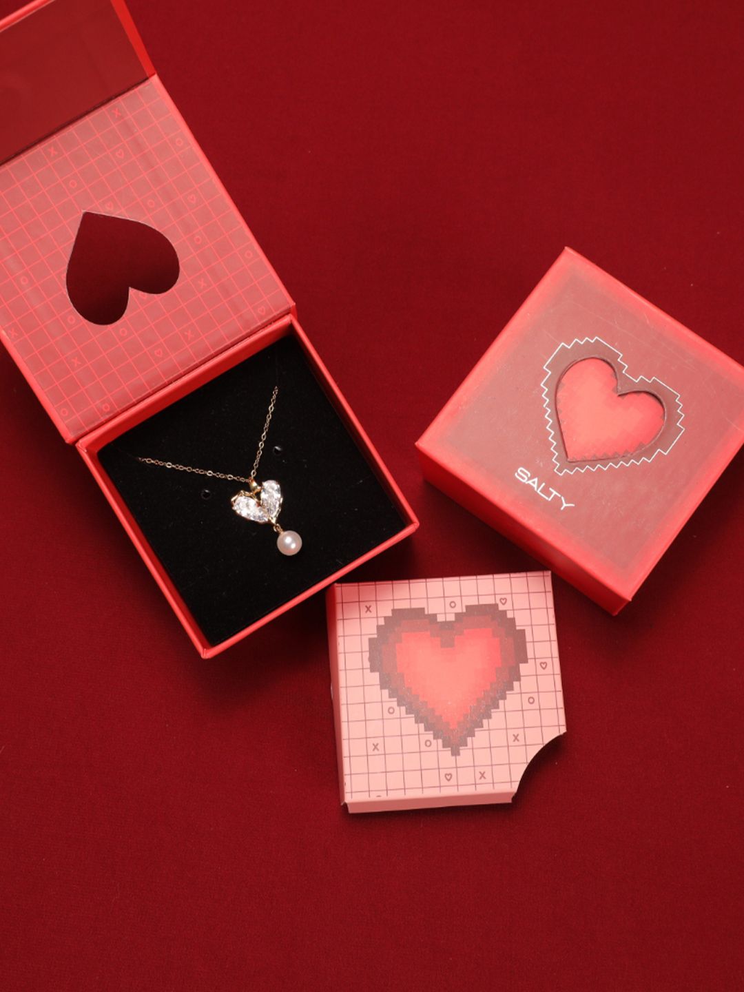 SALTY Charming Stone Heart Pearl Neck Chain For Women & Girls