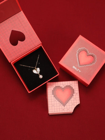 SALTY Charming Stone Heart Pearl Neck Chain For Women & Girls