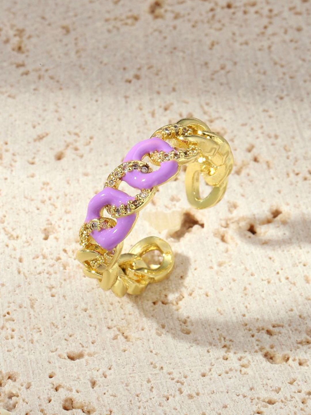 SALTY Stone-Studded Adjustable Finger Ring
