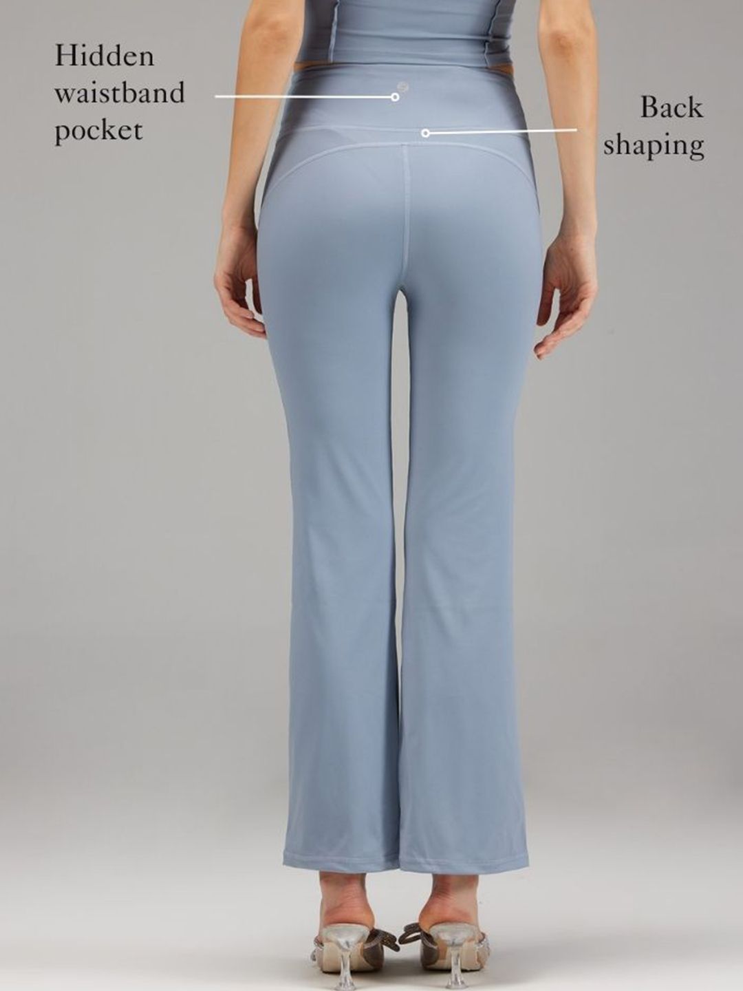 Dusty-Blue Retro Flare Pants