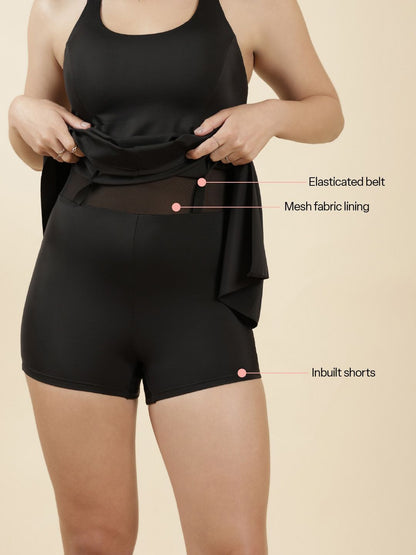 Racer Back UPF 40+ Protection Swimming Dress With Attached Shorts