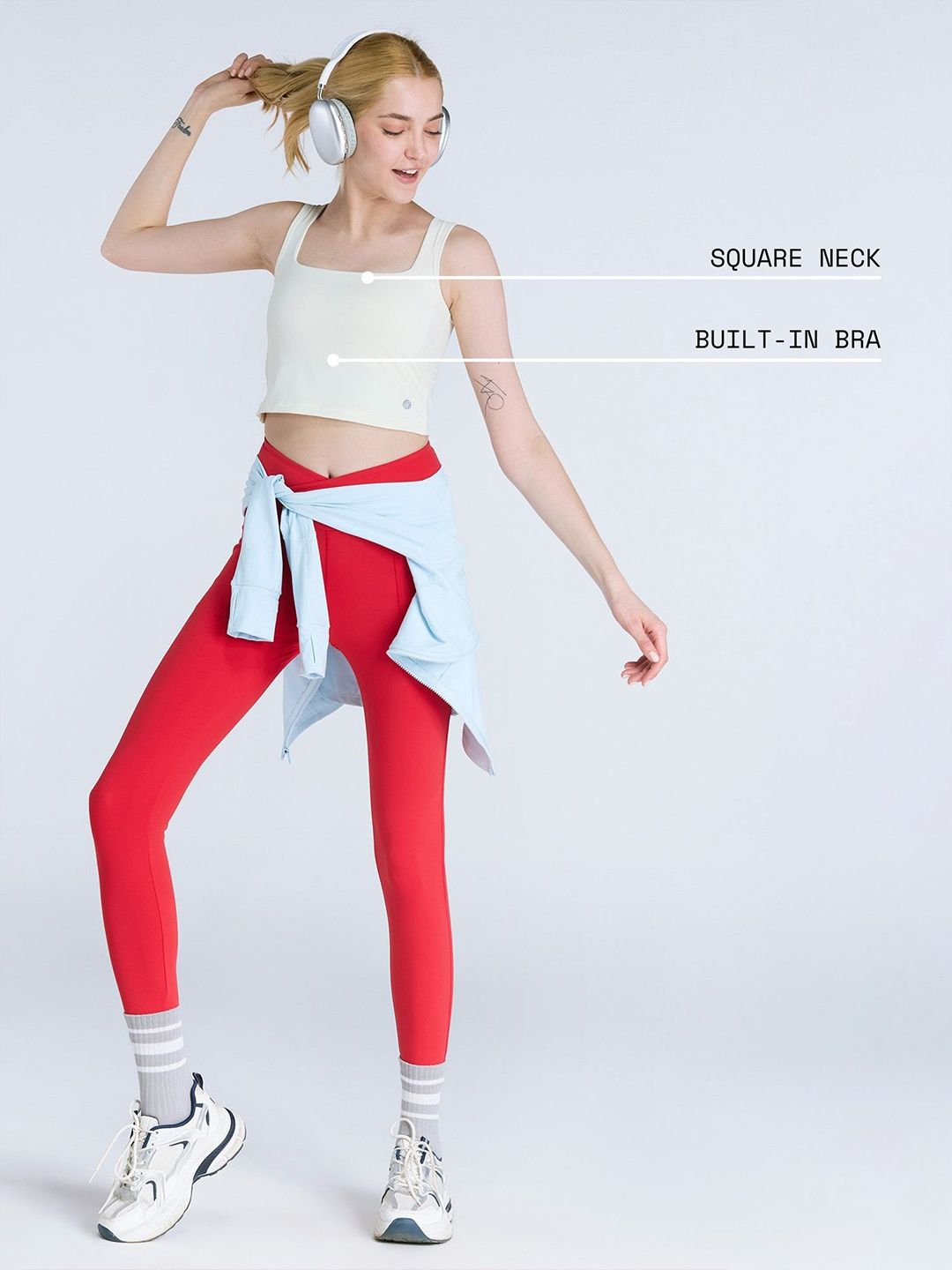 Ivory Striped Back Crop Tank