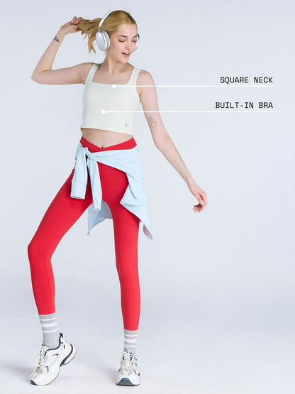Ivory Striped Back Crop Tank