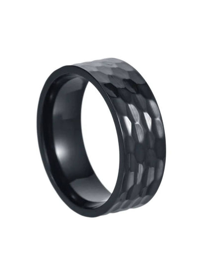SALTY Stainless Steel Textured Band Finger Rings