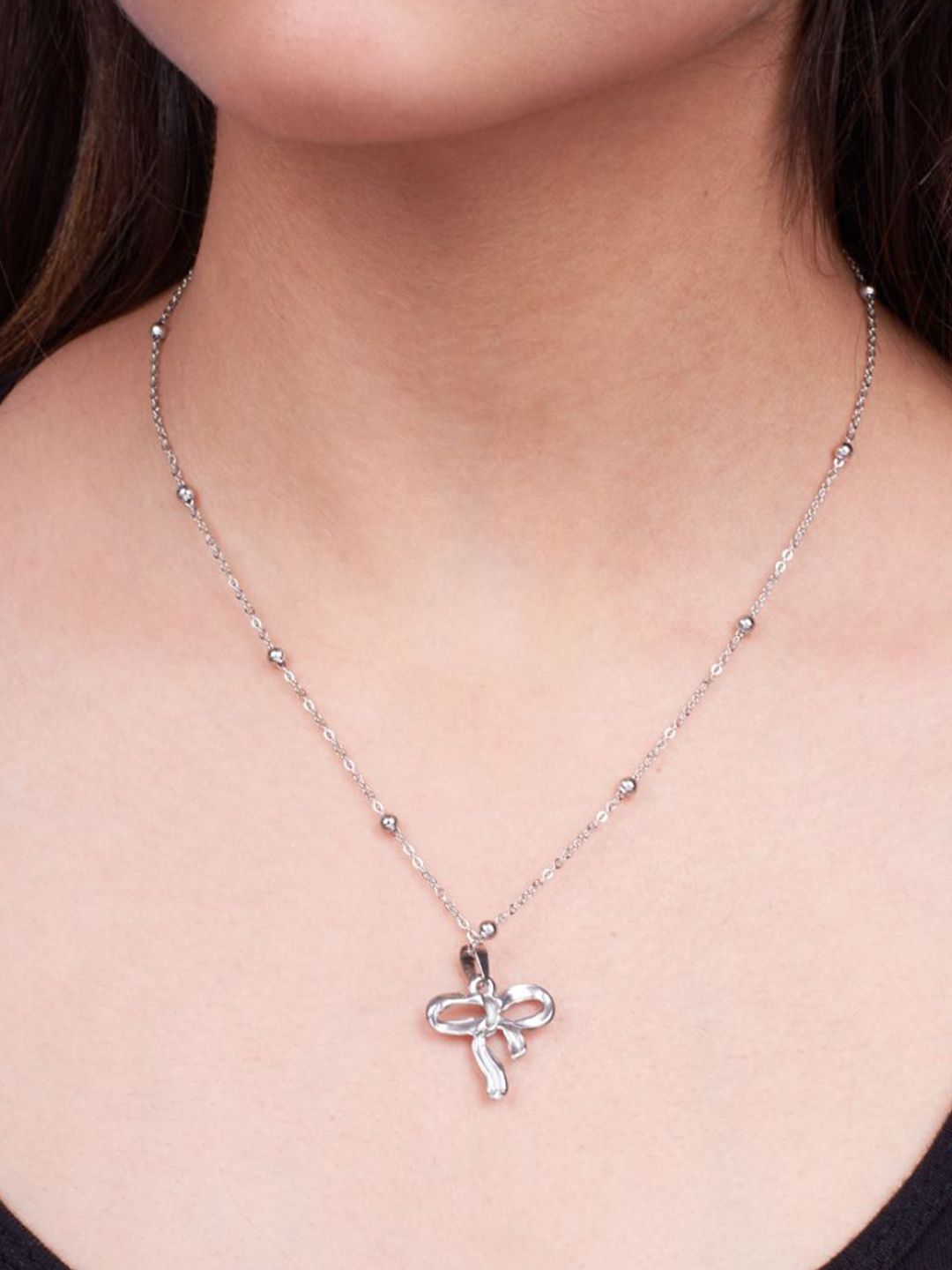 SALTY Ribbon Charm Contemporary Pendant With Chain