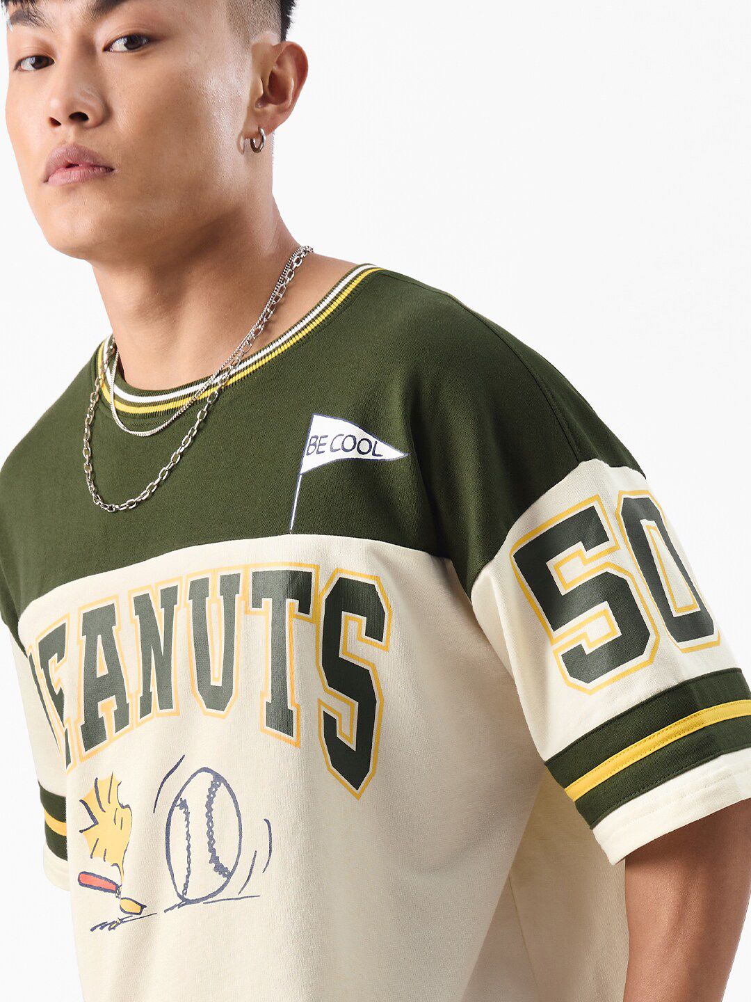 Men Oversized Peanuts Off White Tshirts