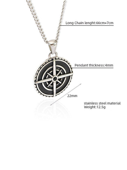SALTY Men Silver-Plated Mountain Hikers Compass Pendant with Chain