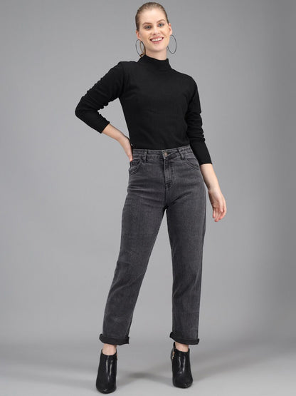 Women Charcoal Grey Slim Fit High-Rise Jeans