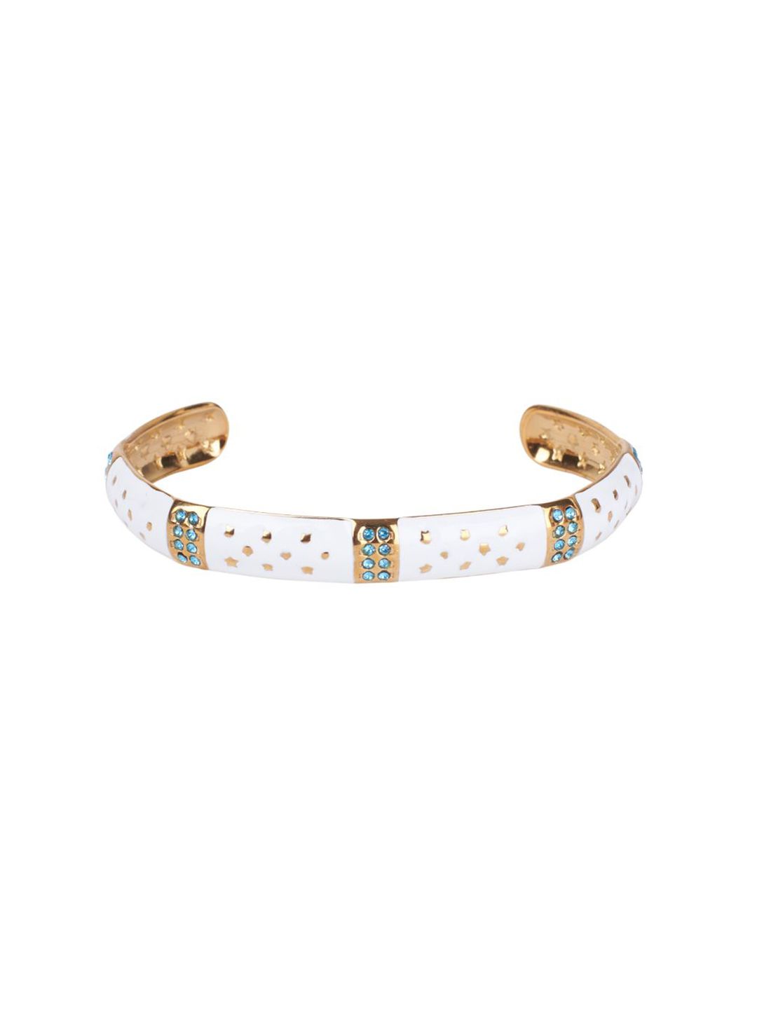 SALTY Women Stainless Steel Stone Studded Opulent Gold Cuff Accents Bracelet