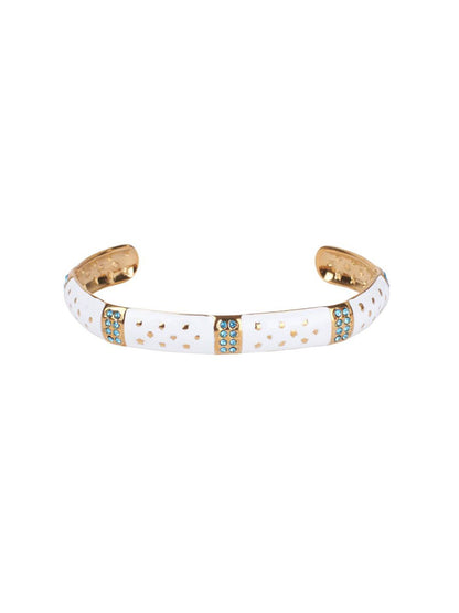 SALTY Women Stainless Steel Stone Studded Opulent Gold Cuff Accents Bracelet