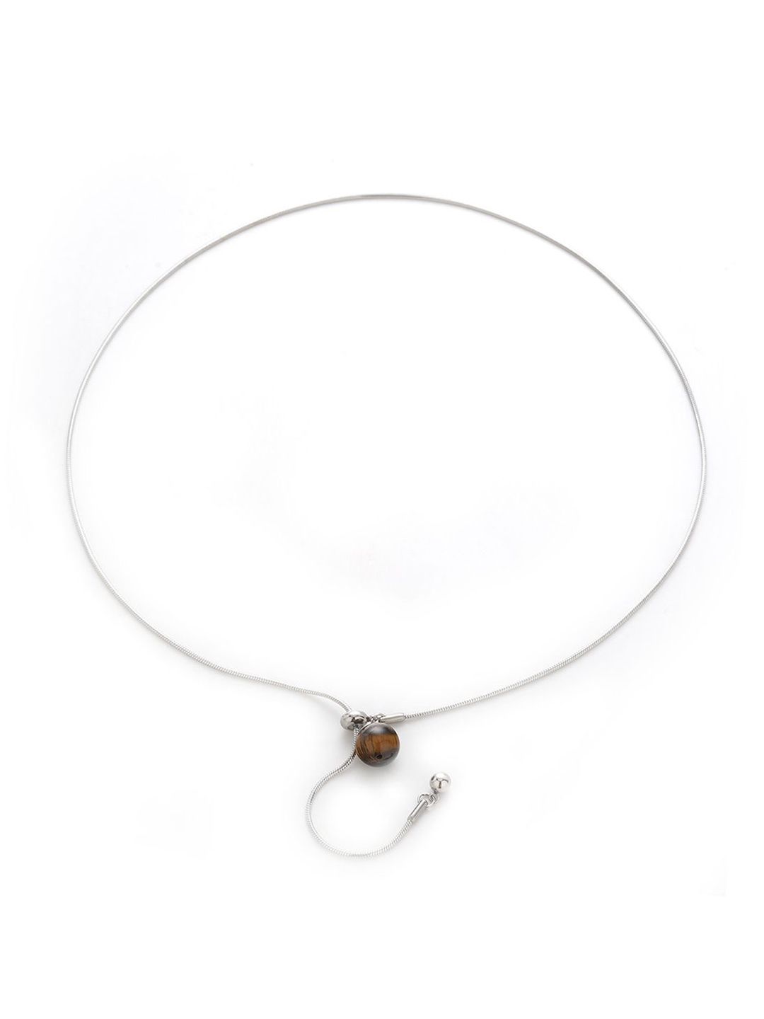 Stainless Steel Silver-Plated Artificial Stones Minimal Necklace