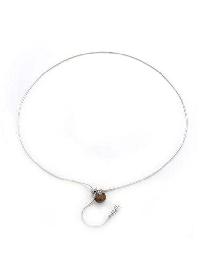Stainless Steel Silver-Plated Artificial Stones Minimal Necklace