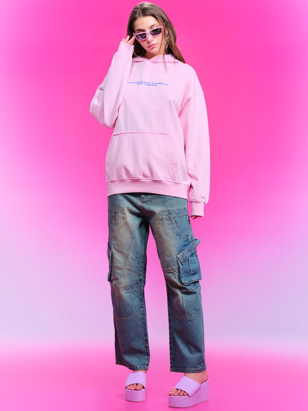 Women Printed Hooded Sweatshirt