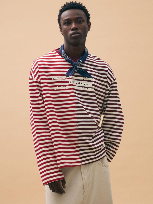 Striped print long sleeve T-shirt