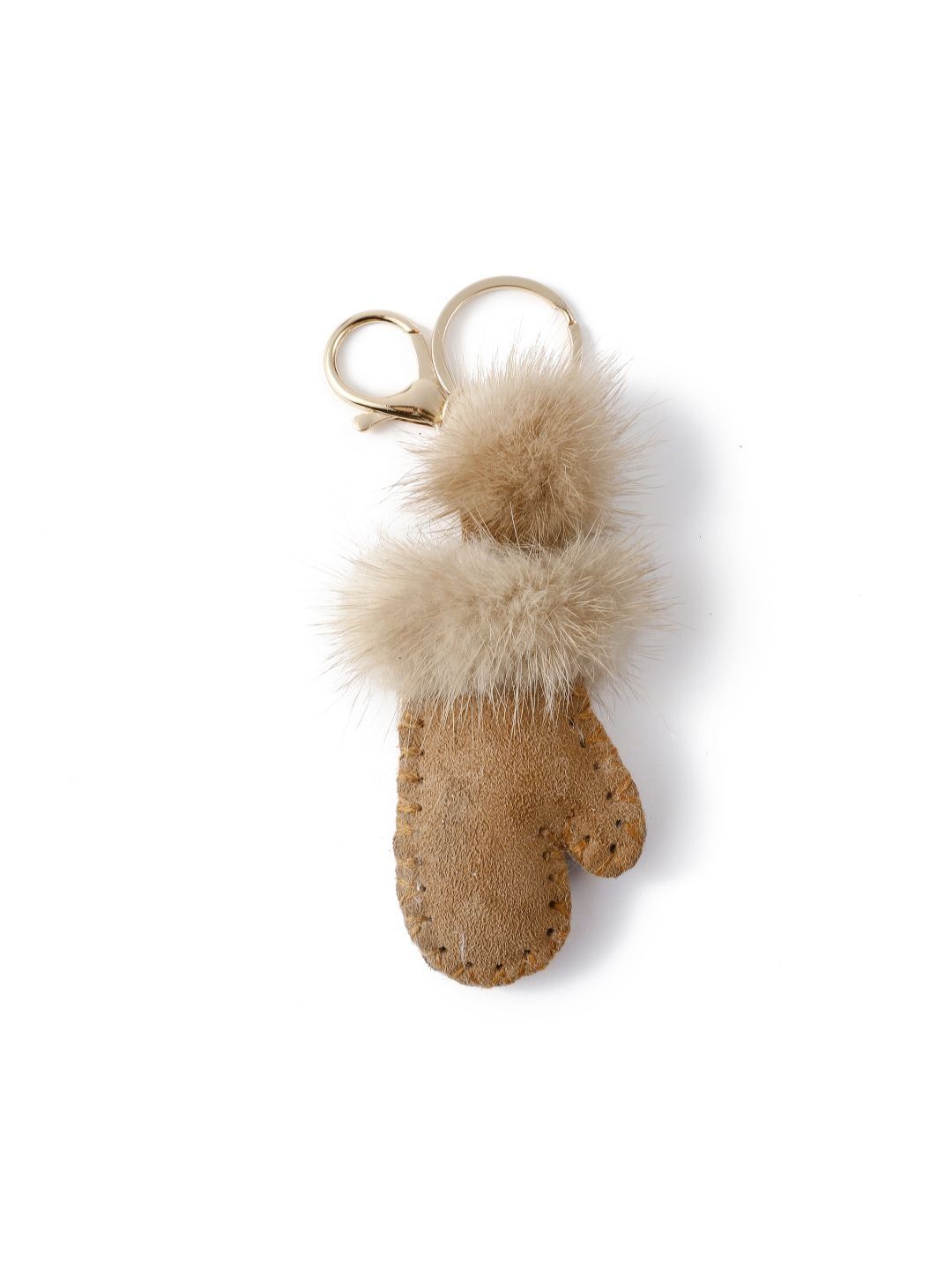 SALTY Brown Winter Mittens Pom Bag Charm