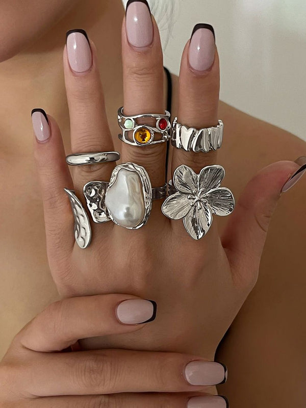 Set of 6 Silver-Plated Finger Ring