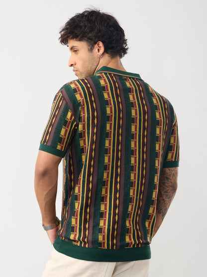 Men Regular Fit Printed Multicolor Polo T-Shirt