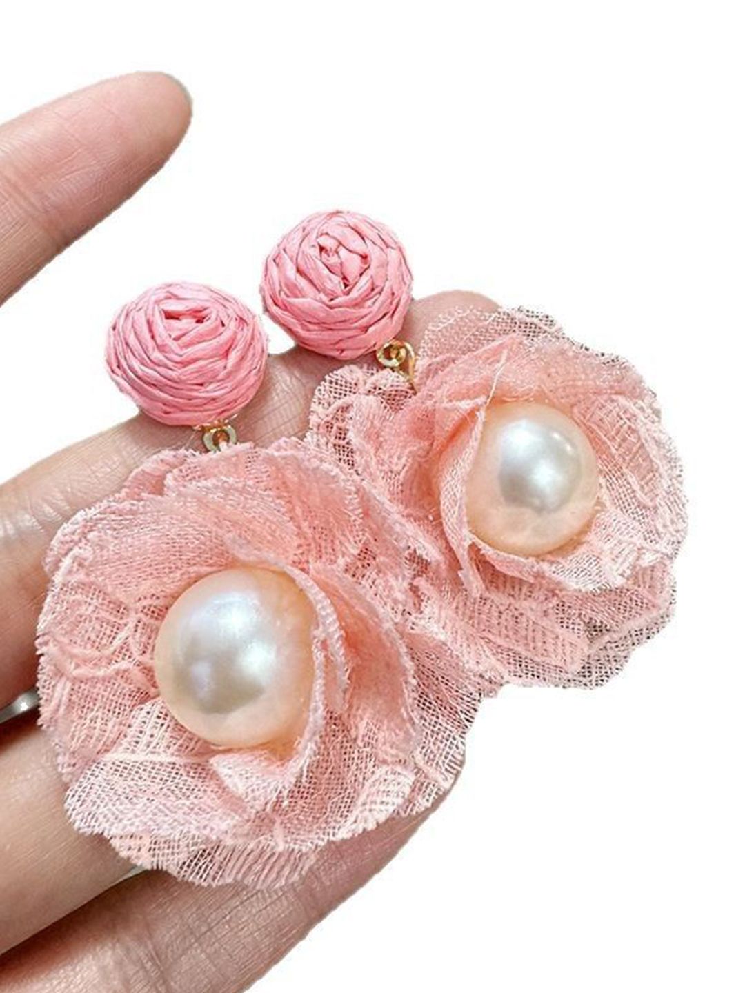 Pearls Beaded Floral Shape Drop Earrings