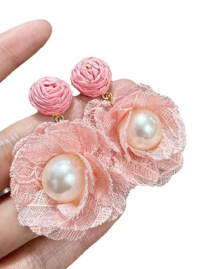 Pearls Beaded Floral Shape Drop Earrings