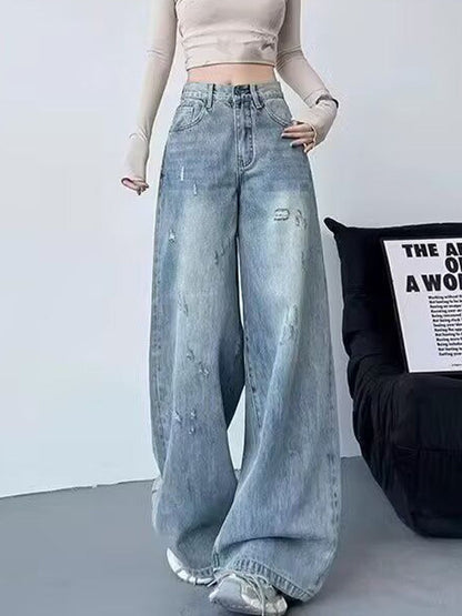 Women Wide Leg High-Rise Light Fade Jeans