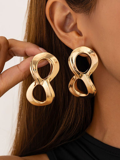 Gold Plated Contemporary Drop Earrings