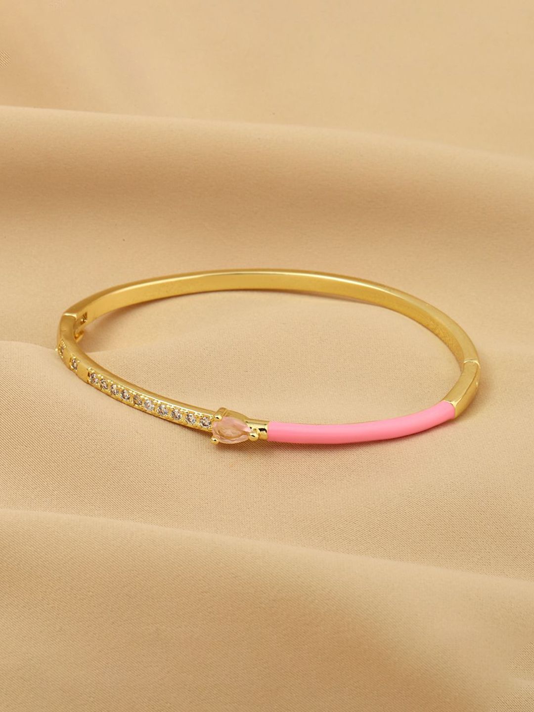 SALTY Gold-Plated Delicate Blossom Stone Studded Bangle-Style Bracelet