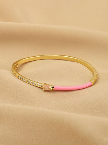 SALTY Gold-Plated Delicate Blossom Stone Studded Bangle-Style Bracelet