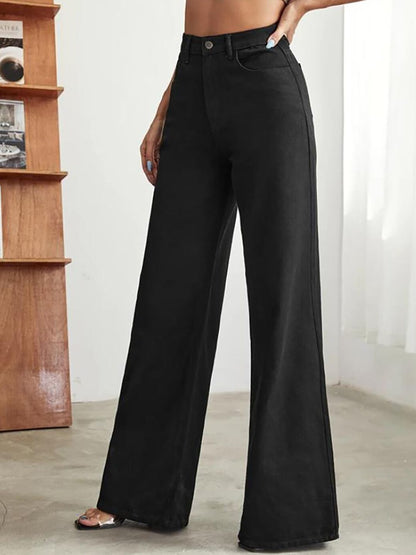 Women Black Jean Straight Fit High-Rise Stretchable Jeans