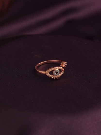 SALTY Stone-Studded Evil Eye Stainless Steel Finger Ring